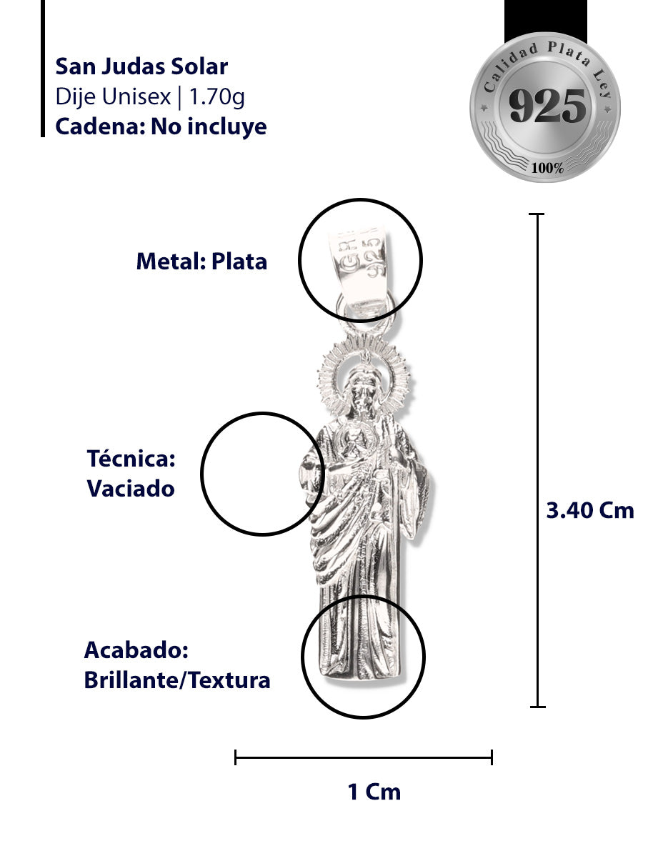 San Judas Corona Solar de Plata 925