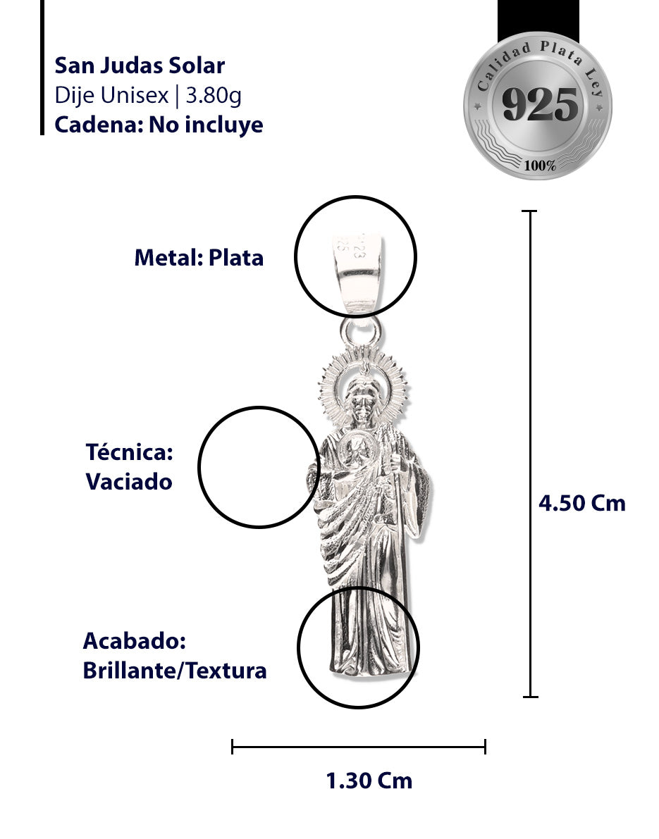 San Judas Corona Solar de Plata 925