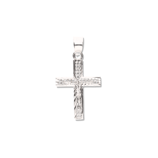 Cruz Perforada Diamantada Mini de Plata 925