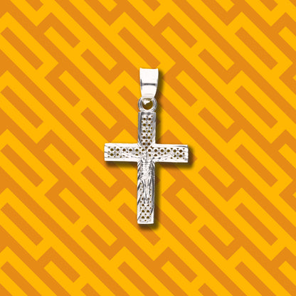 Cruz Perforada Diamantada Mini de Plata 925