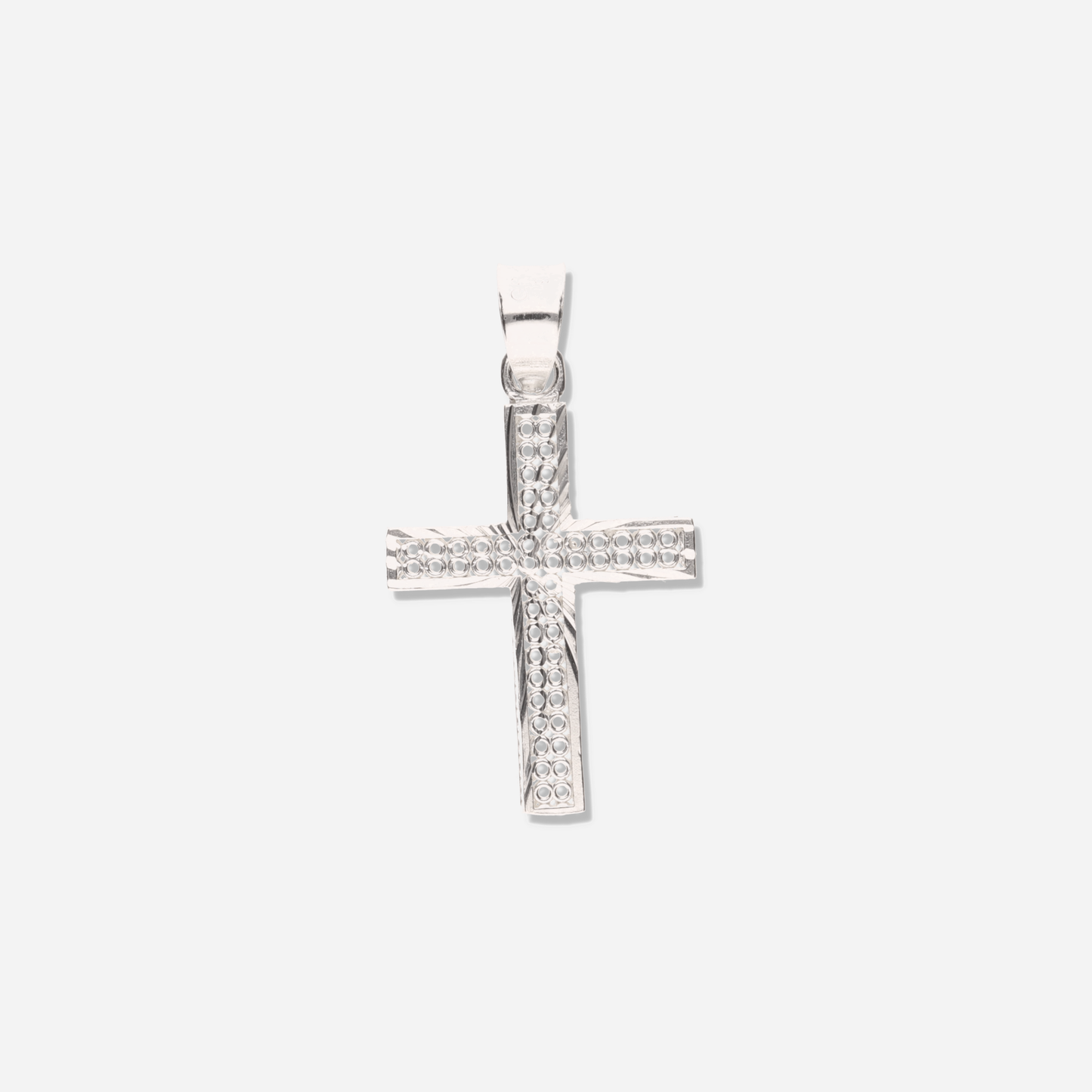 Cruz Perforada Diamantada Mini de Plata 925