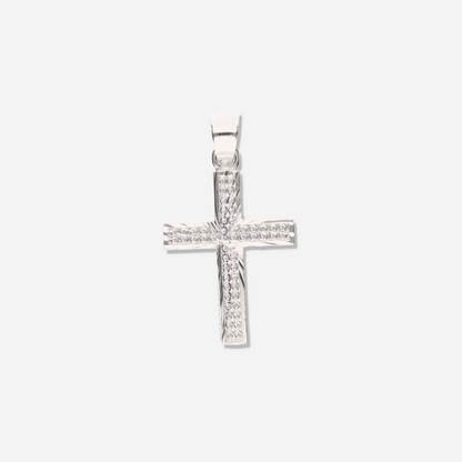 Cruz Perforada Diamantada Mini de Plata 925