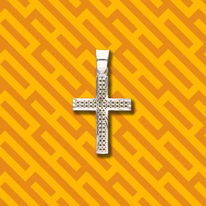 Cruz Perforada Diamantada Mini de Plata 925