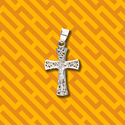 Cruz Tejida Diamantada Mini de Plata 925