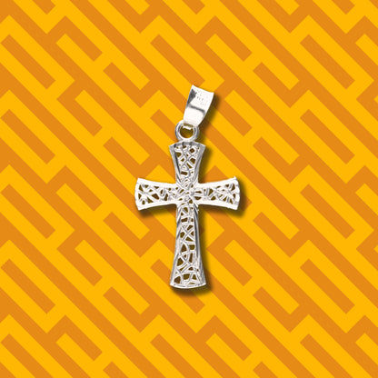 Cruz Tejida Diamantada Mini de Plata 925