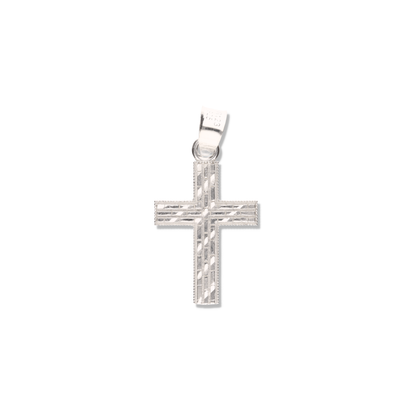 Cruz Ladrillo Diamantada Mini de Plata 925