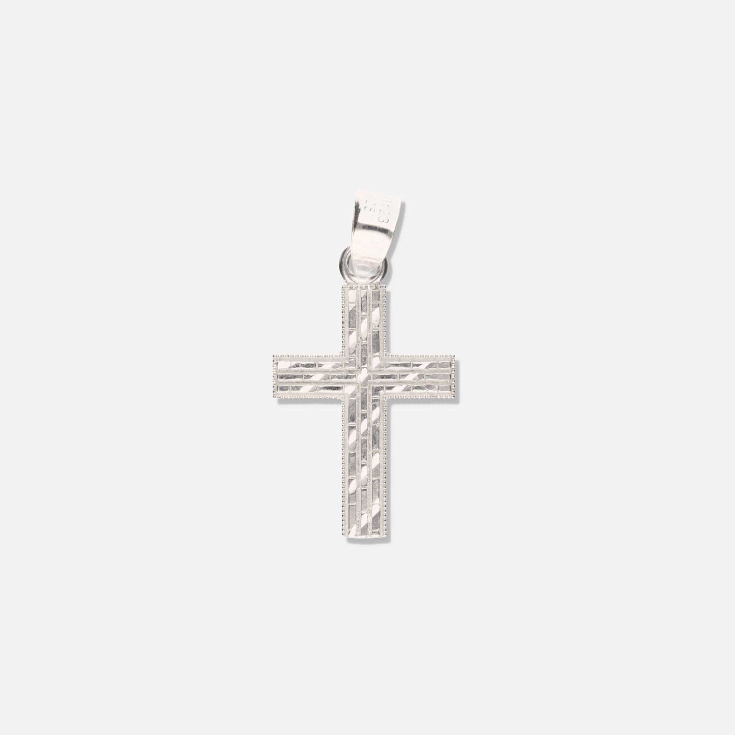 Cruz Ladrillo Diamantada Mini de Plata 925