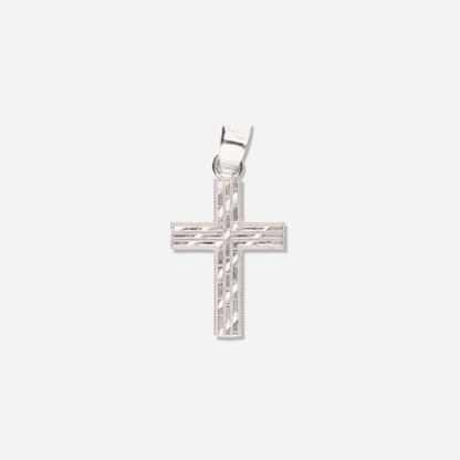 Cruz Ladrillo Diamantada Mini de Plata 925