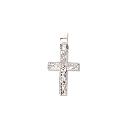 Cruz Ladrillo Diamantada Mini de Plata 925