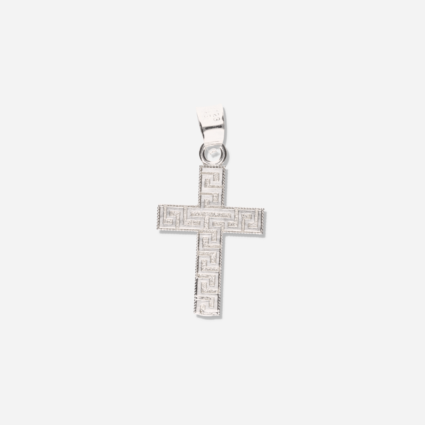 Cruz Grecas Diamantada Mini de Plata 925