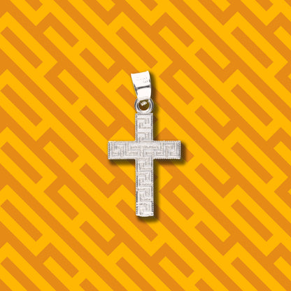 Cruz Grecas Diamantada Mini de Plata 925