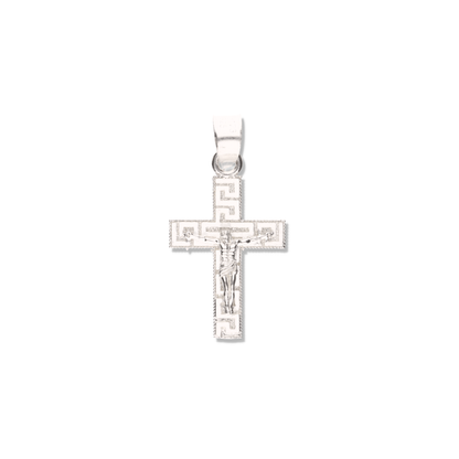 Cruz Grecas Diamantada Mini de Plata 925