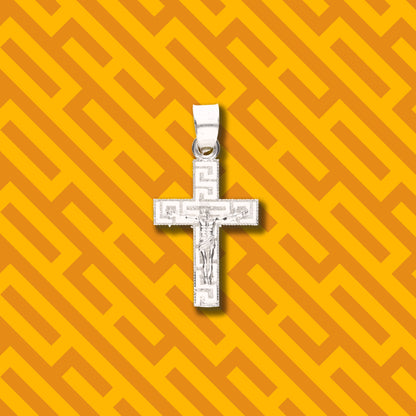 Cruz Grecas Diamantada Mini de Plata 925