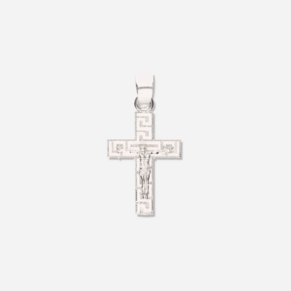 Cruz Grecas Diamantada Mini de Plata 925
