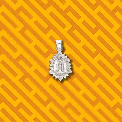 Medalla Corazón Gota de la Virgen de Guadalupe con Piedra de Plata 925
