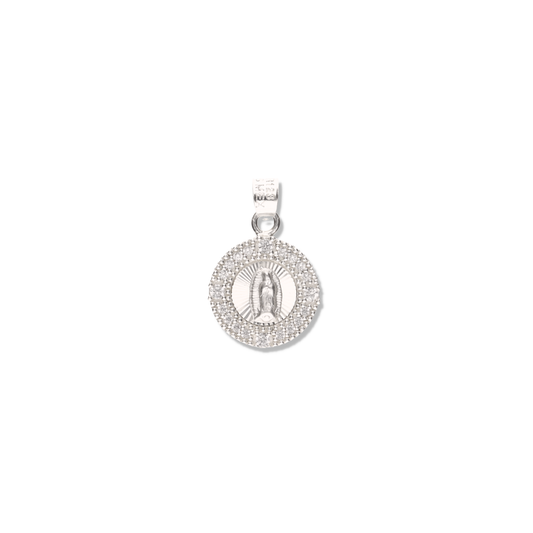 Medalla Redonda Sencilla con Piedra de Plata 925