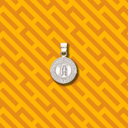 Medalla Redonda Sencilla con Piedra de Plata 925