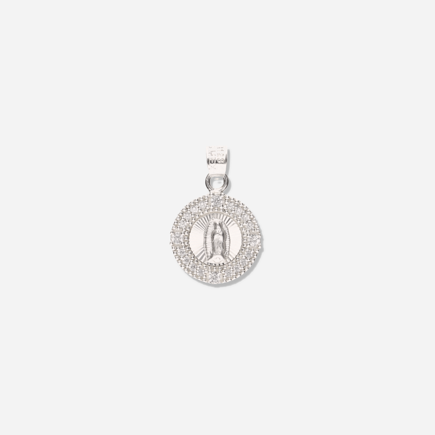 Medalla Redonda Sencilla con Piedra de Plata 925