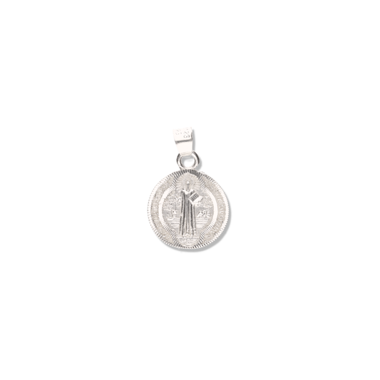 Medallón de San Benito diamantado de Plata 925