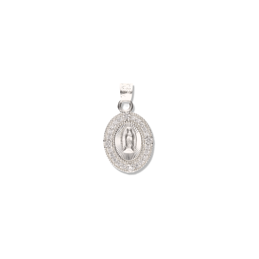 Medalla Ovalada Sencilla con Piedra de Plata 925