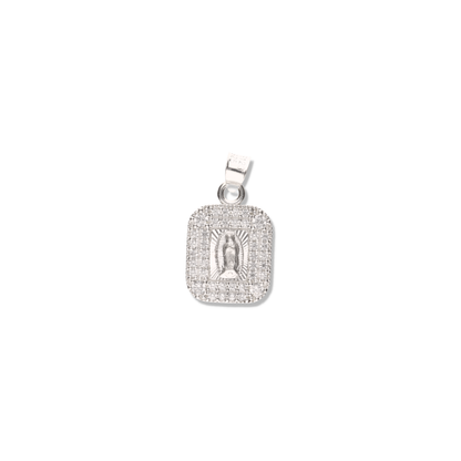 Medalla Cuadrada Doble con Piedra de Plata 925