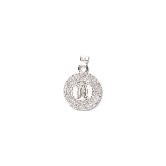 Medalla Redonda Doble con Piedra de Plata 925