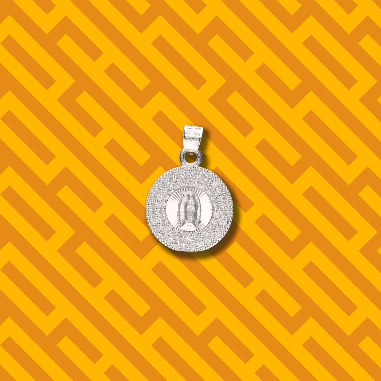 Medalla Redonda Doble con Piedra de Plata 925
