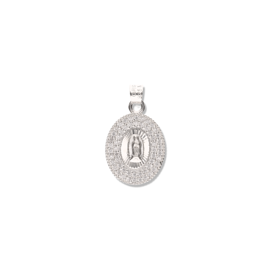 Medalla Ovalada Doble con Piedra de Plata 925