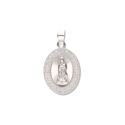 Medalla Ovalada Doble Grande con Piedra de Plata 925