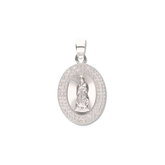 Medalla Ovalada Doble Grande con Piedra de Plata 925