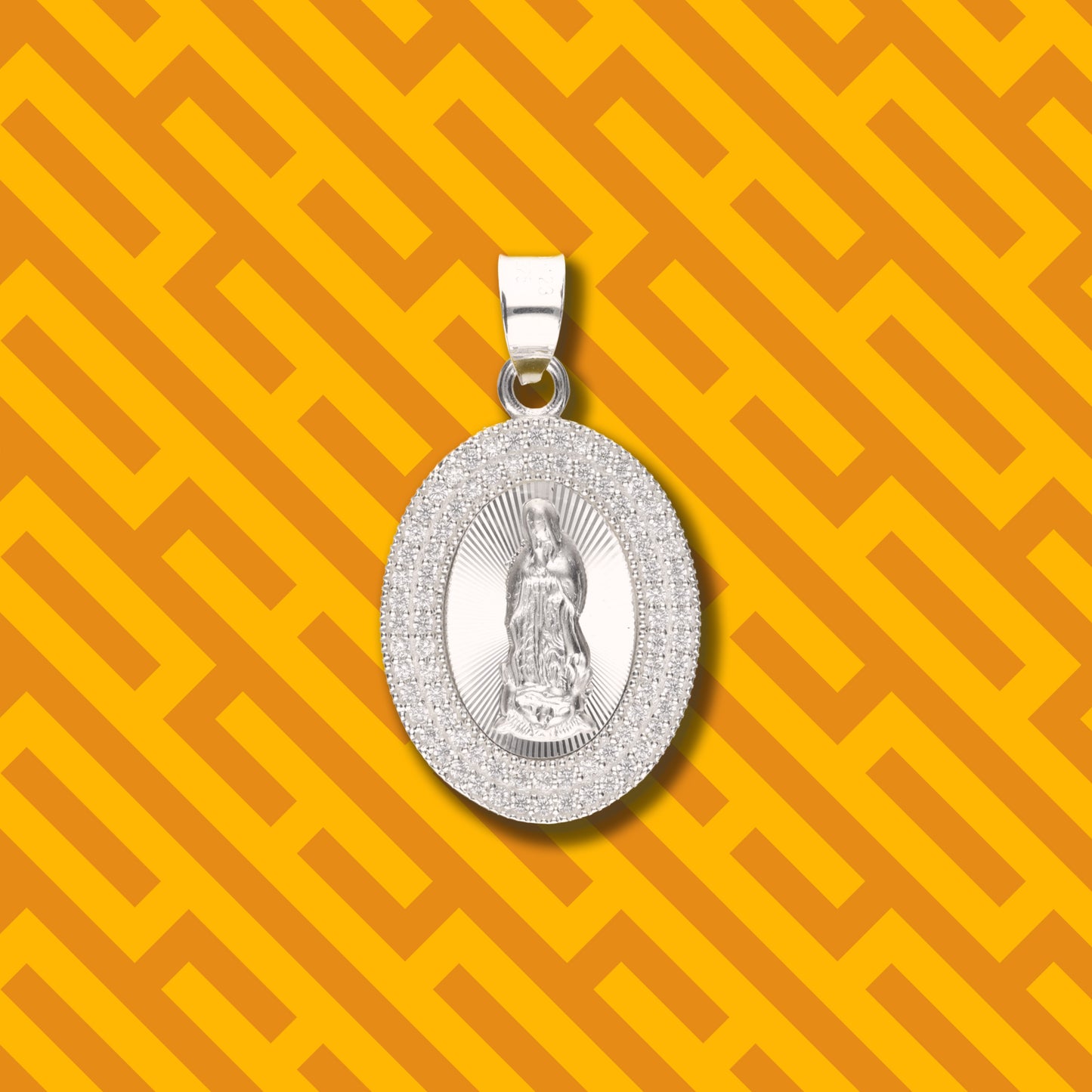 Medalla Ovalada Doble Grande con Piedra de Plata 925