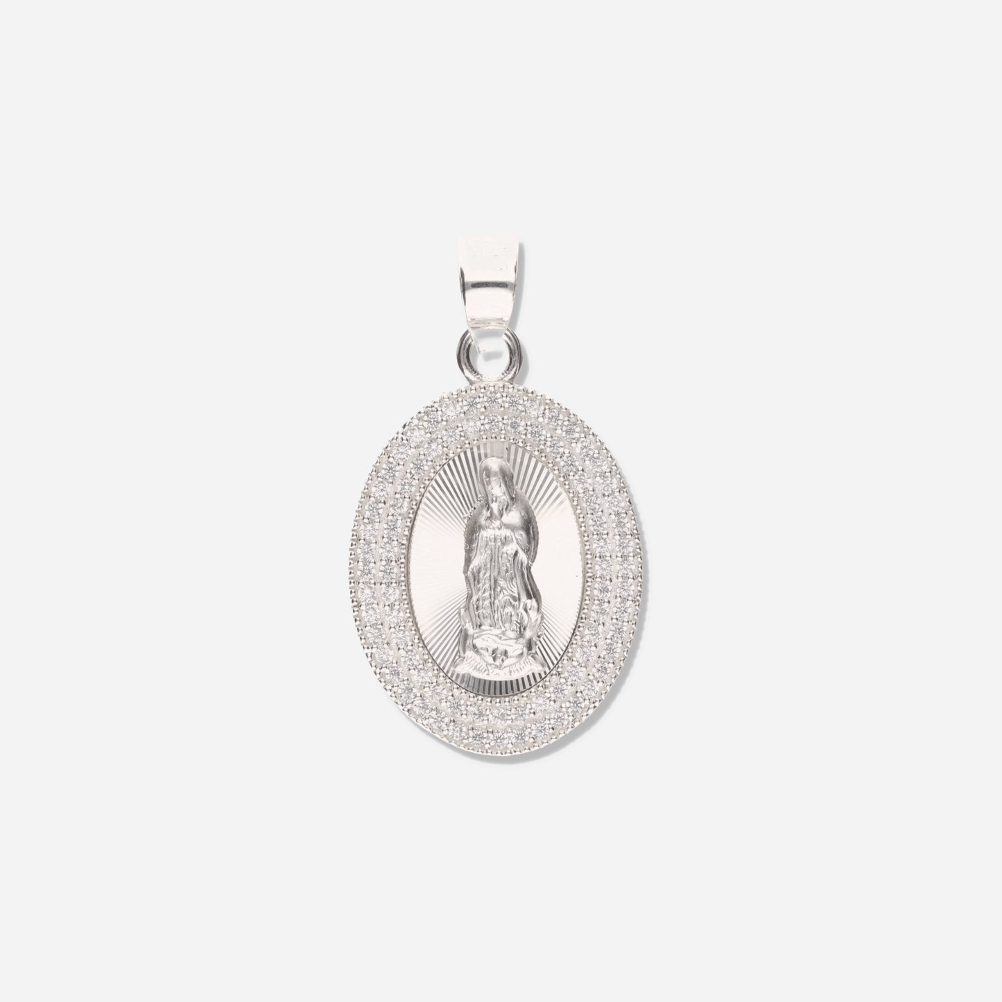 Medalla Ovalada Doble Grande con Piedra de Plata 925