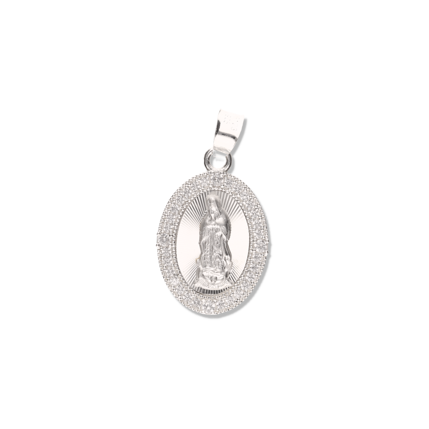 Medalla Ovalada Sencilla Grande con Piedra de Plata 925