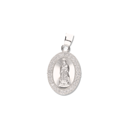 Medalla Ovalada Sencilla Grande con Piedra de Plata 925