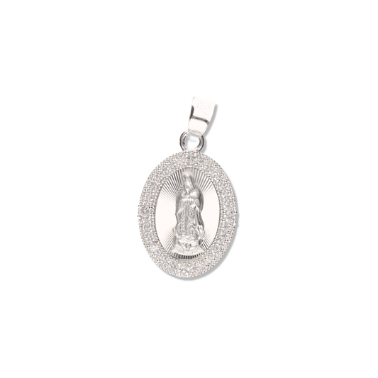 Medalla Ovalada Sencilla Grande con Piedra de Plata 925