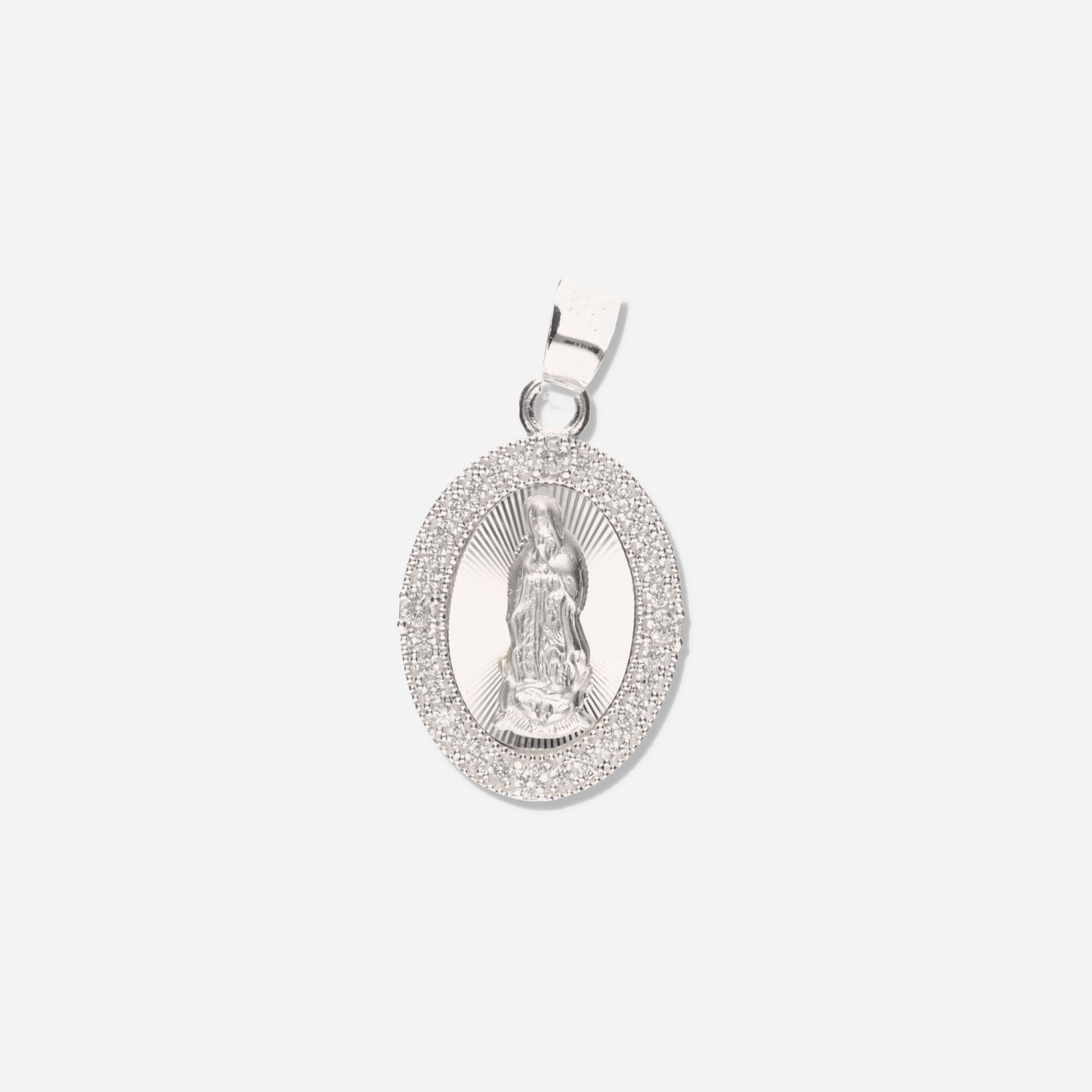 Medalla Ovalada Sencilla Grande con Piedra de Plata 925