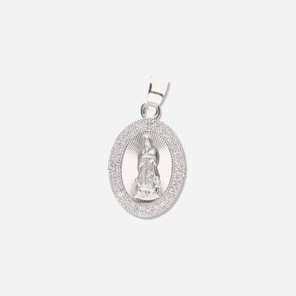 Medalla Ovalada Sencilla Grande con Piedra de Plata 925