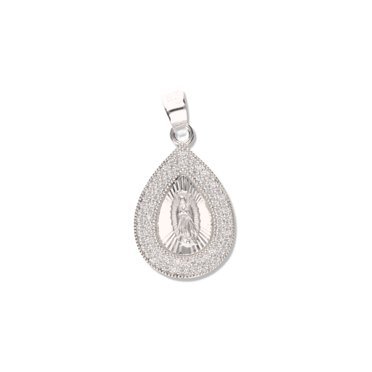 Medalla Gota Doble Grande con Piedra de Plata 925