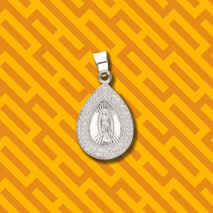 Medalla Gota Doble Grande con Piedra de Plata 925