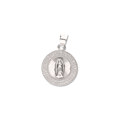 Medalla Redonda Doble Grande con Piedra de Plata 925
