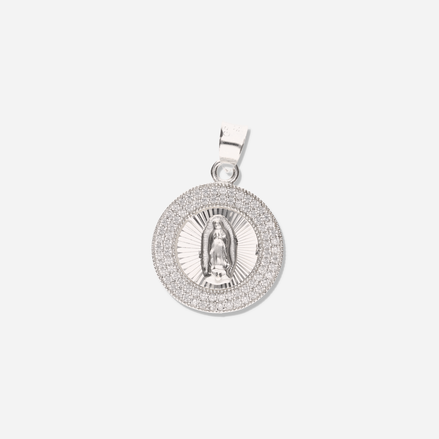 Medalla Redonda Doble Grande con Piedra de Plata 925
