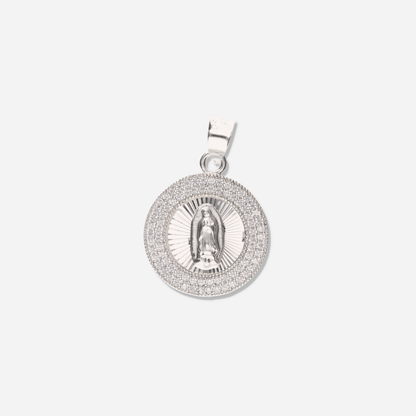 Medalla Redonda Doble Grande con Piedra de Plata 925