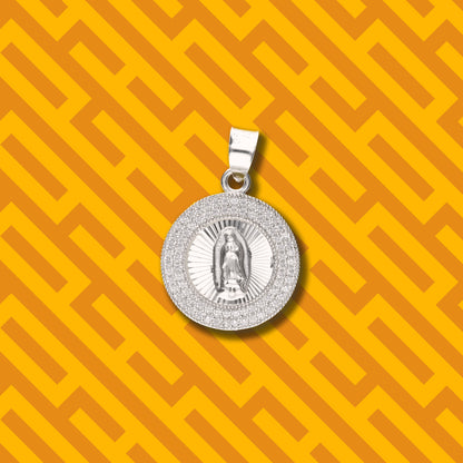 Medalla Redonda Doble Grande con Piedra de Plata 925