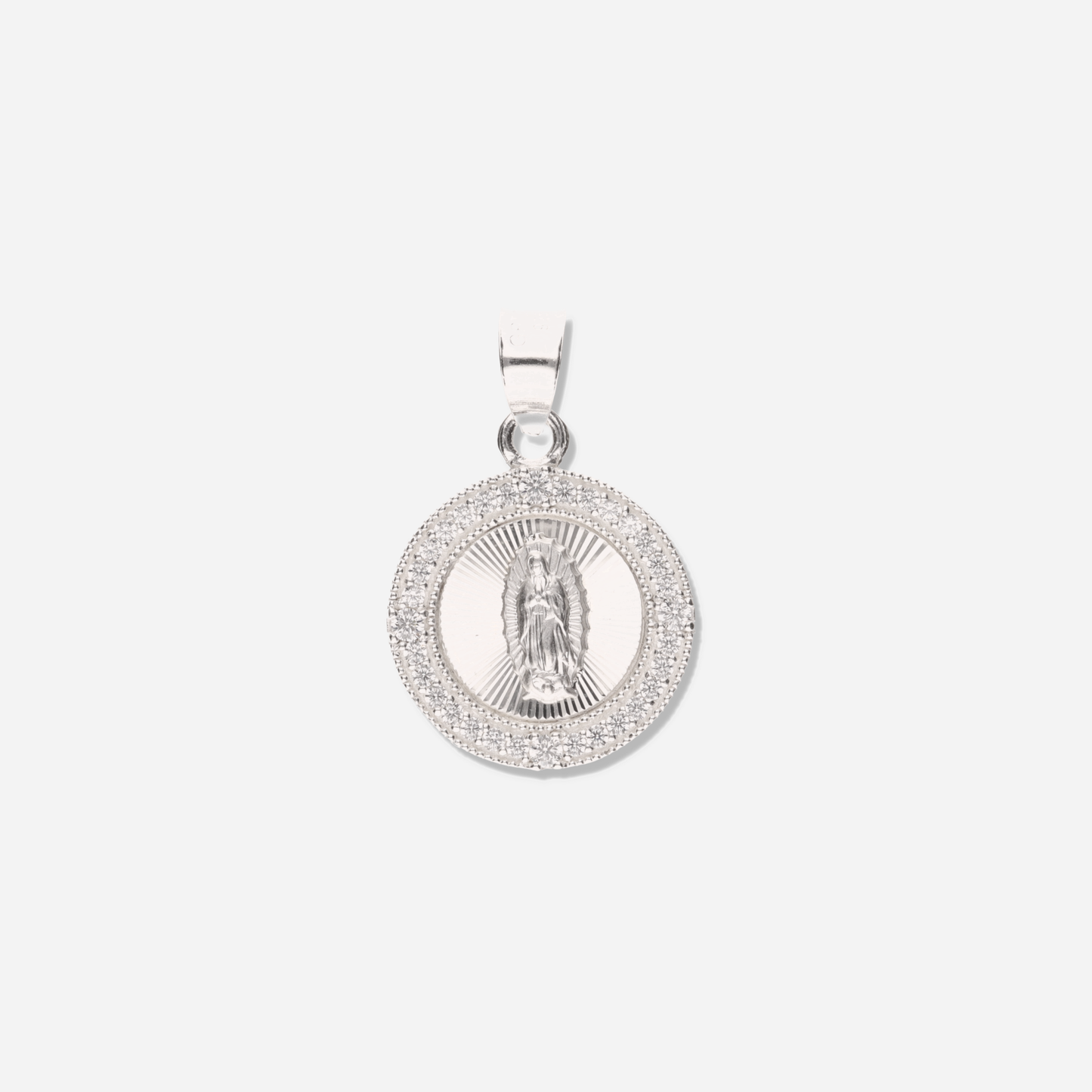 Medalla Redonda Sencilla Grande con Piedra de Plata 925