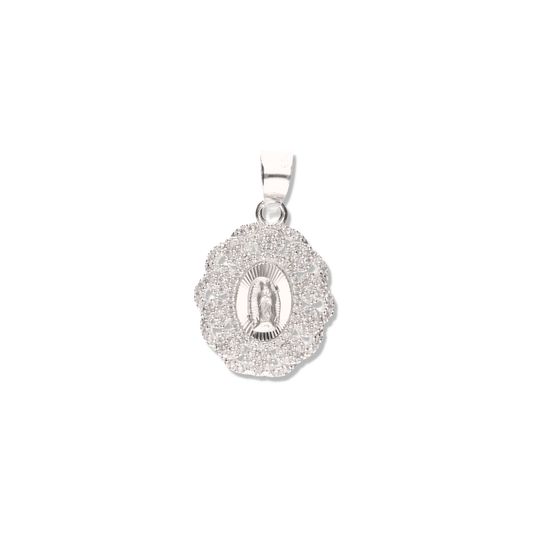Medalla 10 Corazones de la Virgen de Guadalupe con Piedra de Plata 925