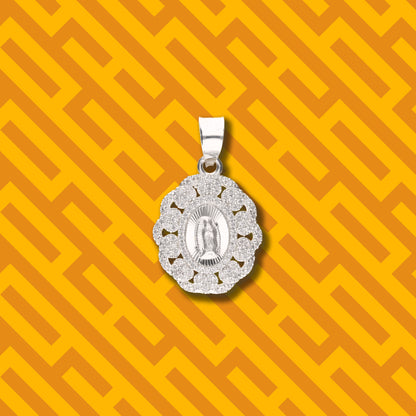Medalla 10 Corazones de la Virgen de Guadalupe con Piedra de Plata 925
