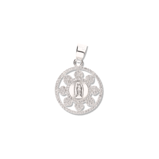 Medalla 8 Corazones de la Virgen de Guadalupe con Piedra de Plata 925