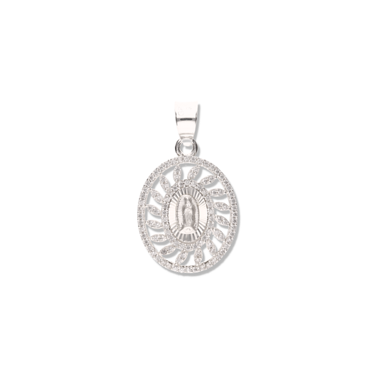 Medalla Rehilete de la Virgen de Guadalupe con Piedra de Plata 925