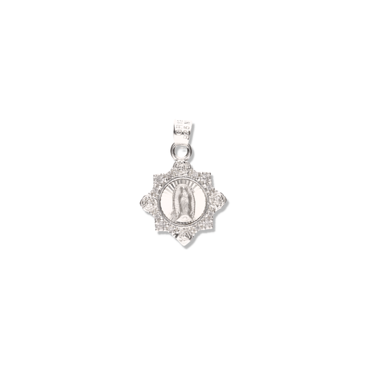 Medalla 4 Rosas de la Virgen de Guadalupe con Piedra de Plata 925
