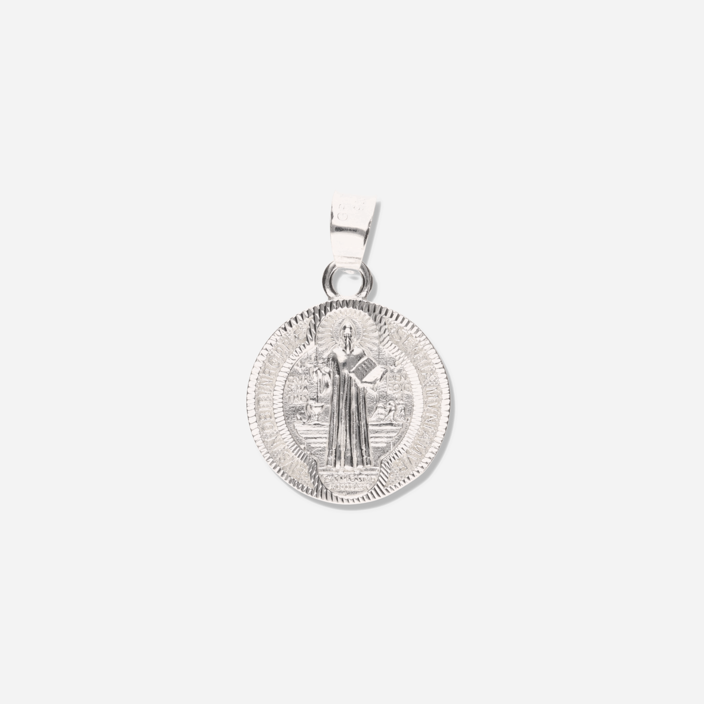 Medallón de San Benito diamantado de Plata 925